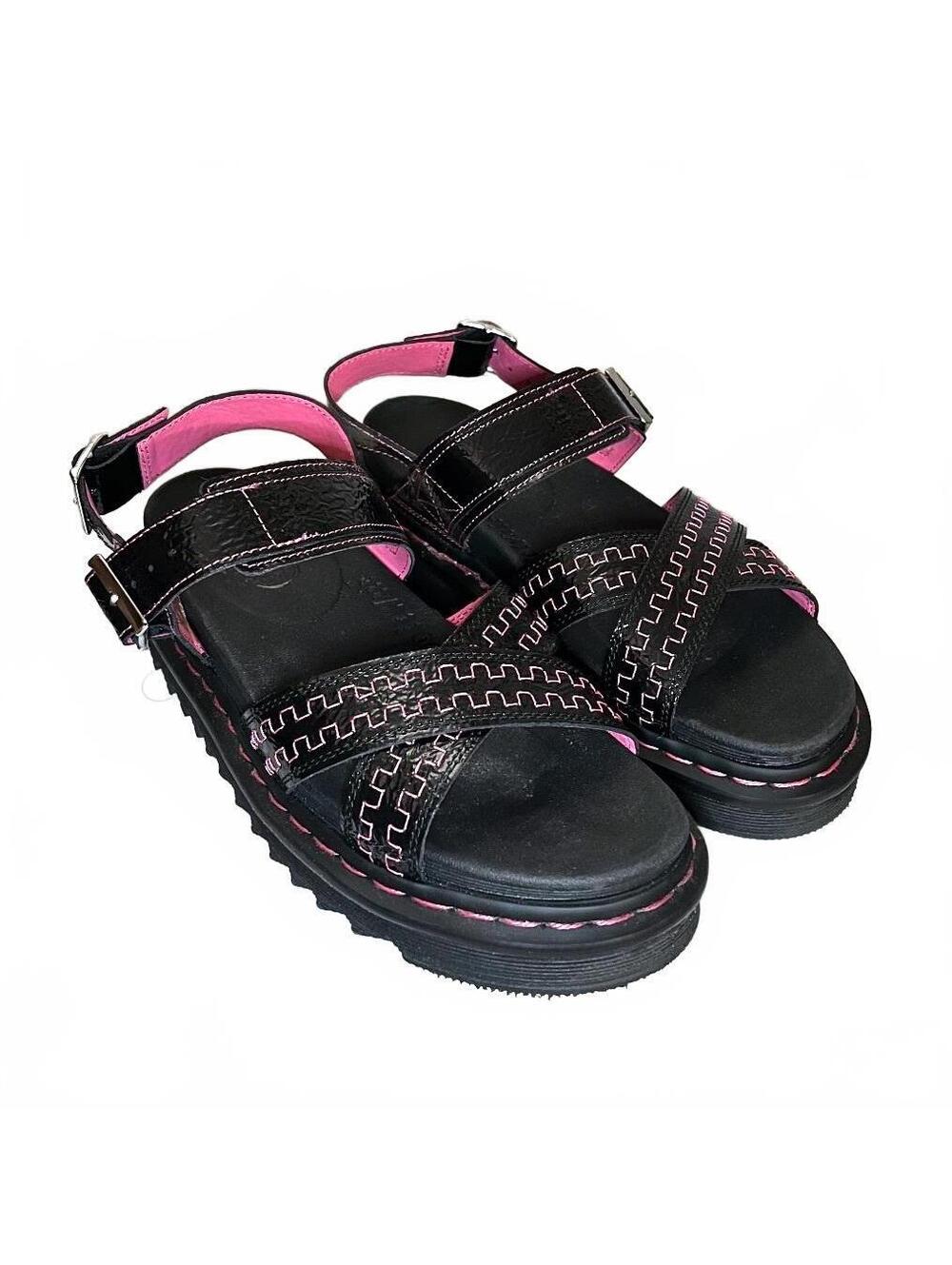 Dr. Martens Voss II Black Pink Stitch Sandals US 9
